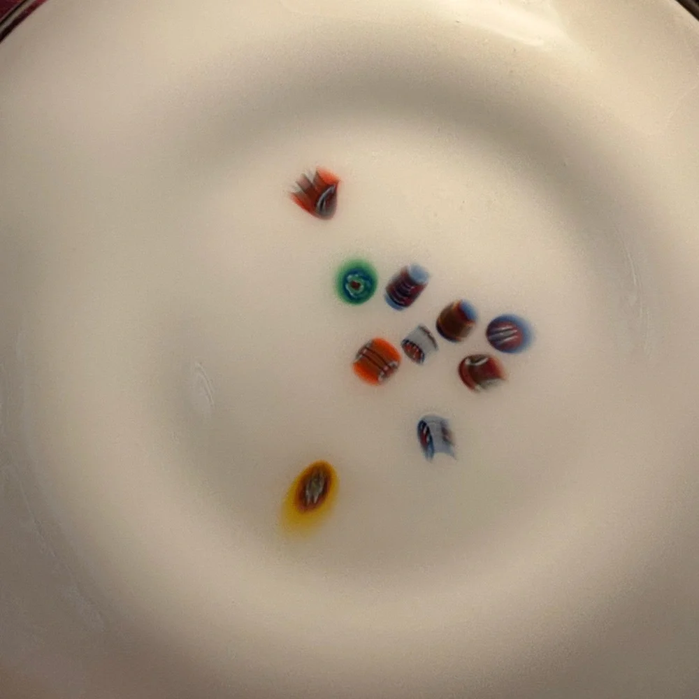 Set of Murano Italian millefiori Crate&Barrel fused glass plates 8” set of four